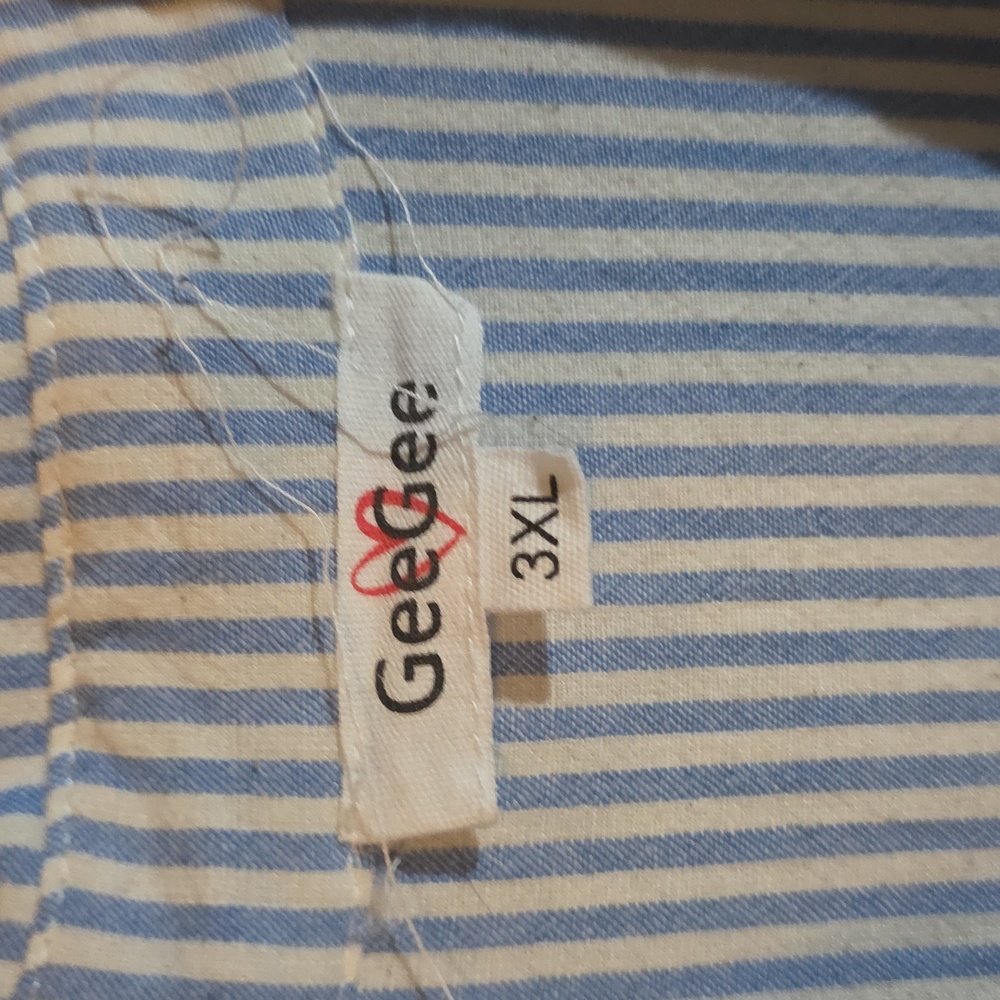 Blue and White Striped Button-Up Shirt - Picture 2 of 3